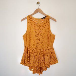 Beautiful Lace Peplum Mustard Blouse L